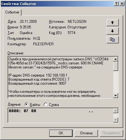 dns 5774 - Ошибка при динамической регистрации записи / Ошибка 5774 и 5775 в netlogon