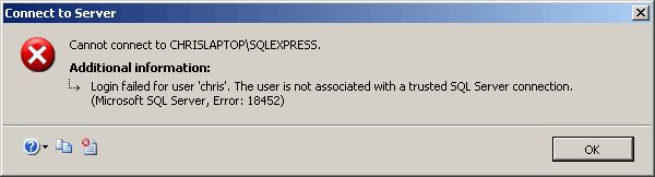 sql server error 18542 1 - MS SQL — The user is not associated with a trusted SQL Server connections.