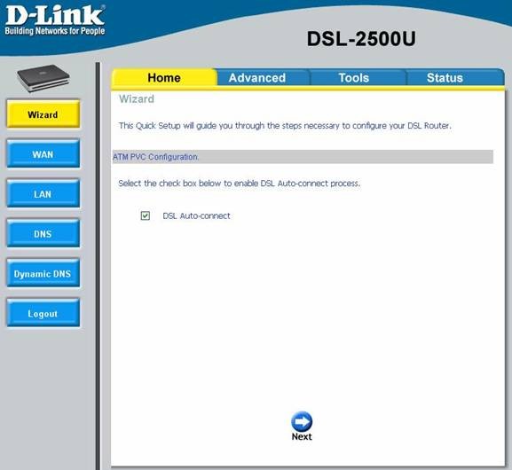 settings dlink 2500 2 - Настройка модема D-Link DSL 2500 для ЮТК (Режим роутера)