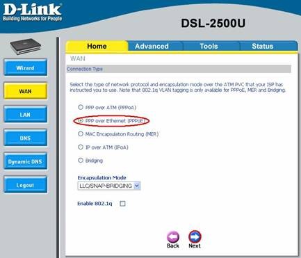 settings dlink 2500 5 - Настройка модема D-Link DSL 2500 для ЮТК (Режим роутера)
